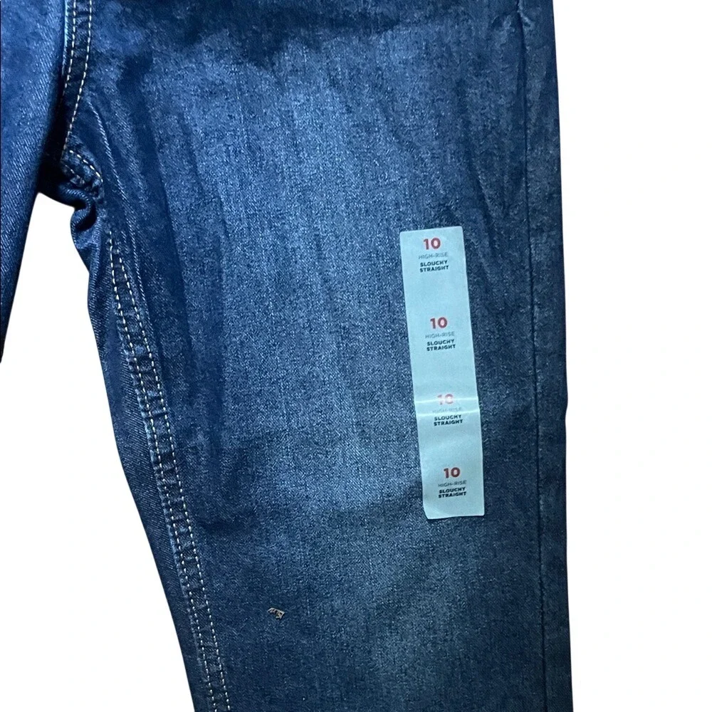 Old Navy Slouchy Straight Jeans Boys 10 Dark Wash NEW High Rise Built-In‎ Tough